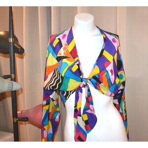 Vintage Crazy 1980s Atlanta Silk Wrap Crop Blouse